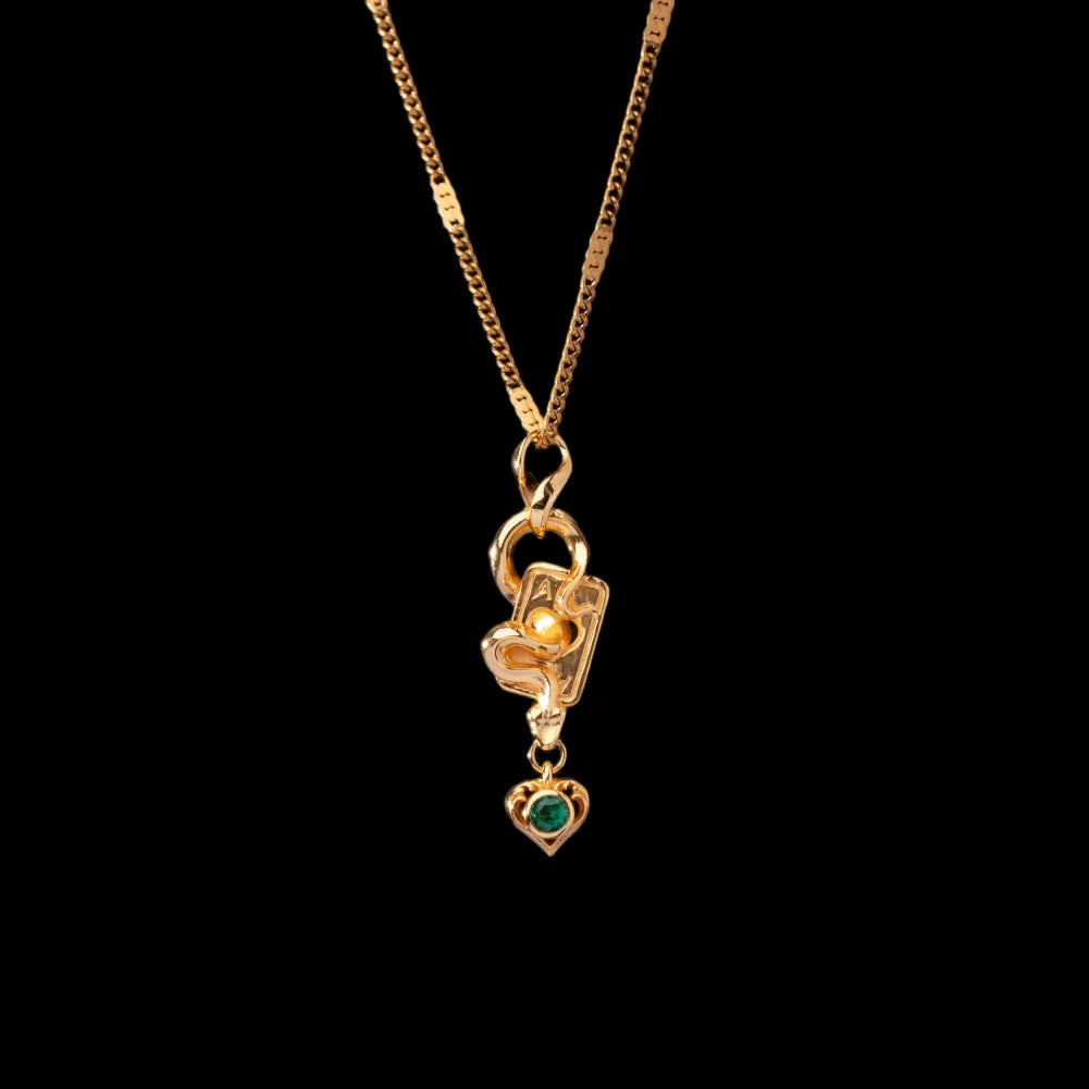 Wild Card pendant styling in 24K Gold Plated Brass & Silver (chain styling reference)