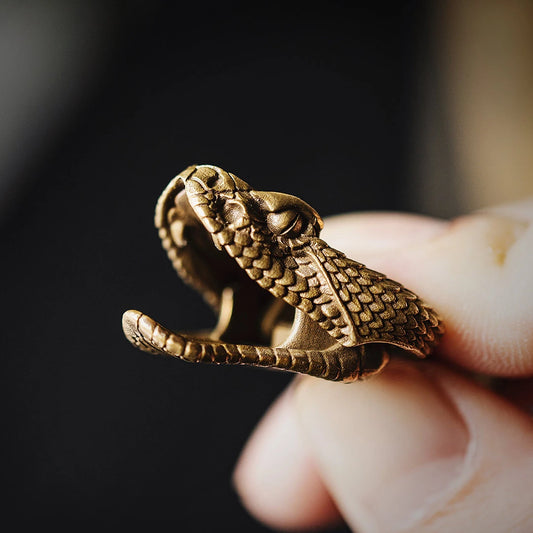 Brass Rattlesnake Head Clip Pendant