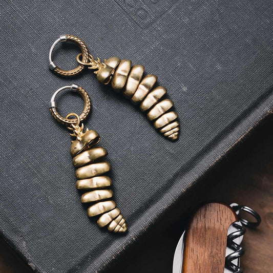 Brass Rattlesnake Tail Earring
