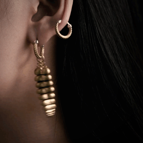 Brass Rattlesnake Tail Earring