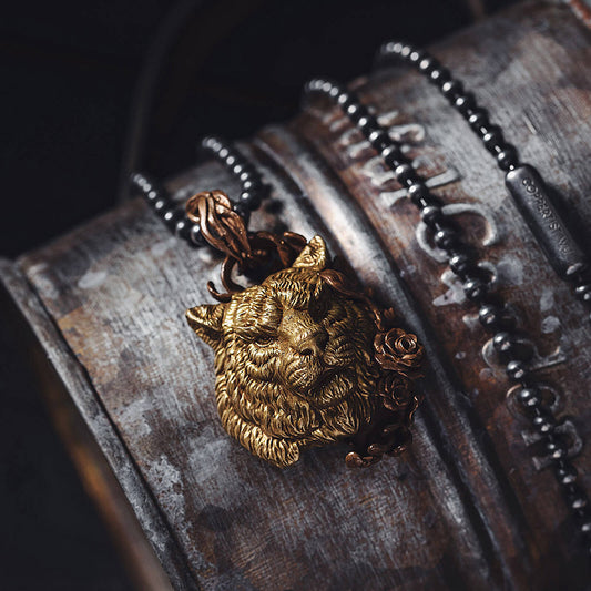 Brass Tiger Pendant for Mens Necklace