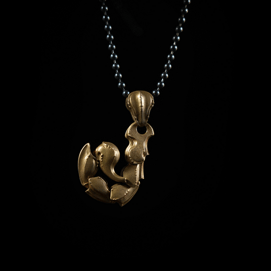 Scorpion Tail Fidget Pendant Renderings#Brass