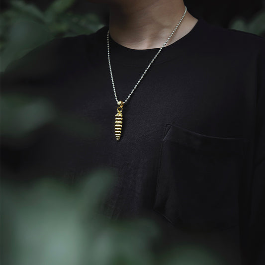 Gold Rattlesnake Tail Necklace Pendant For Men