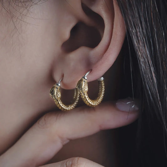 Brass Ouroboros Snake Earrings For Women