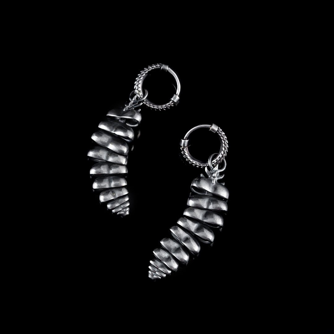 Silver Rattlesnake Tail Pendant Earrings