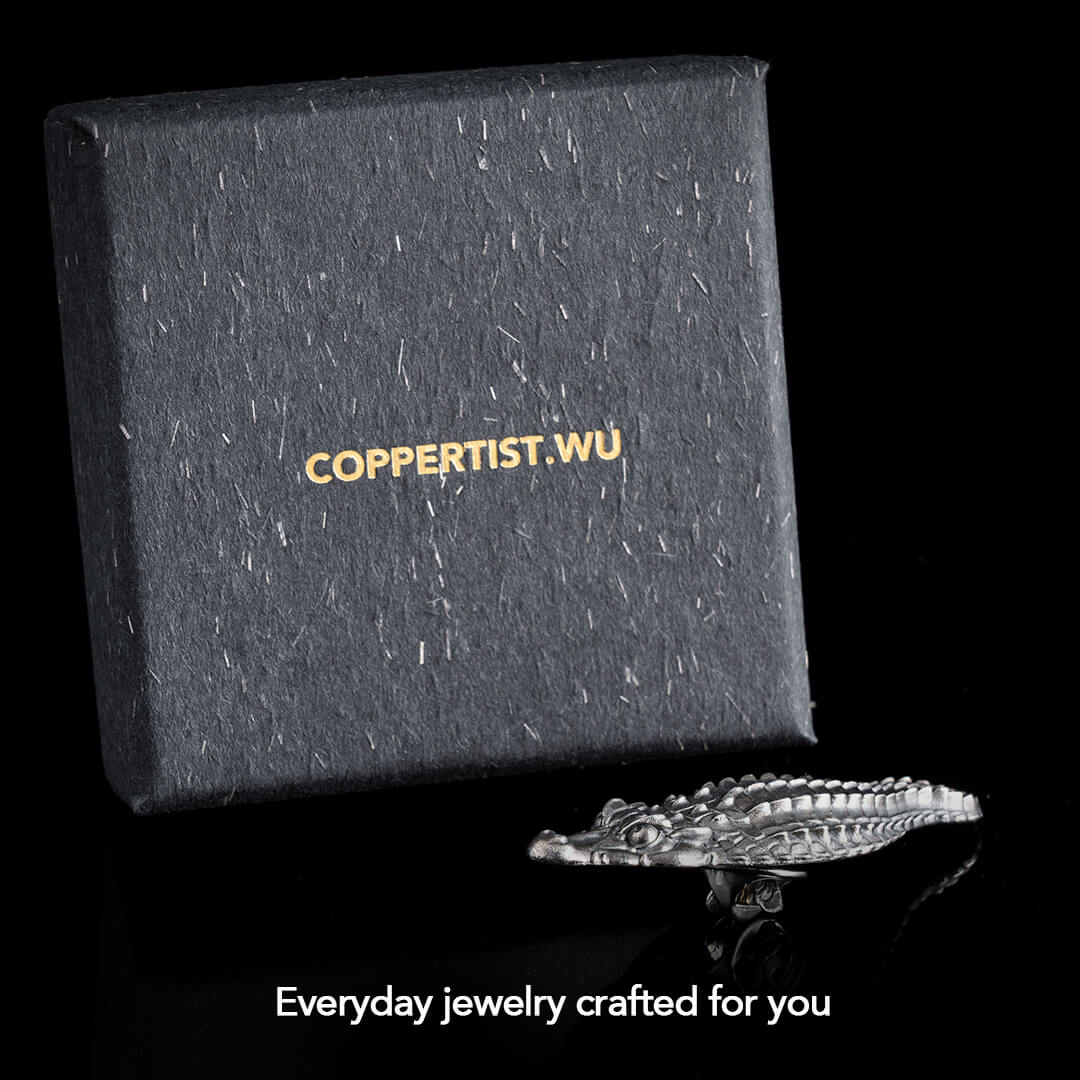 Silver Crocodile Brooch Package Content