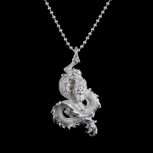Silver Dragon Pendant Necklace