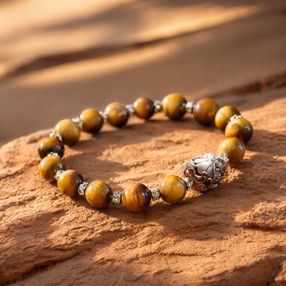 Golden Current Bracelet Natural Tigers Eye Still Life