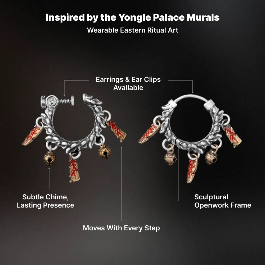 03 Celestial Chime Ear Clips Oxidized Silver Eastern Ritual Art Design Features