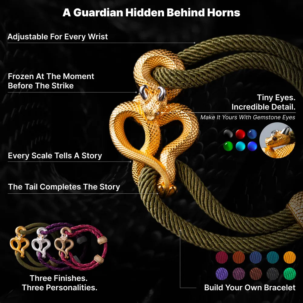 Demon Serpent Rope Bracelet 24K Gold Plated Brass 18K White Gold Plated Silver Design Features And Custom Options