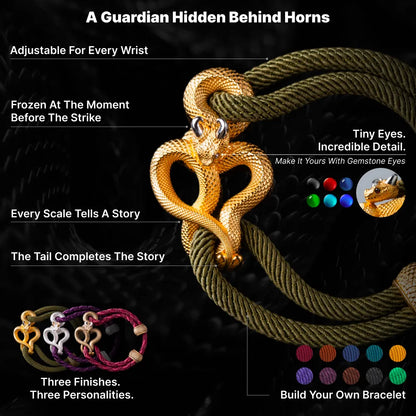 Demon Serpent Rope Bracelet 24K Gold Plated Brass 18K White Gold Plated Silver Design Features And Custom Options