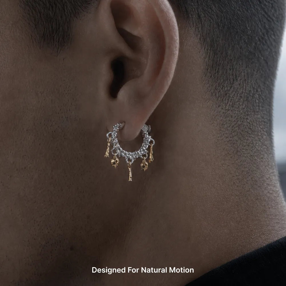 04 Celestial Chime Ear Clips Silver Model Wearing Side View
