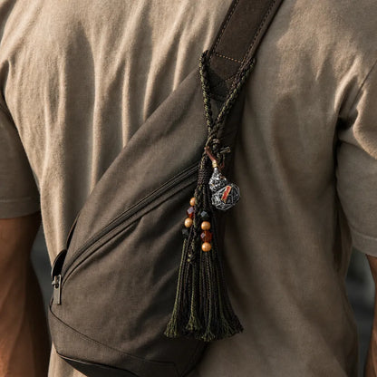 Trickster Gourd Pendant Tassel Necklace On Chest