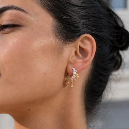 05 Celestial Chime Ear Clips Silver Outdoor Wearing View