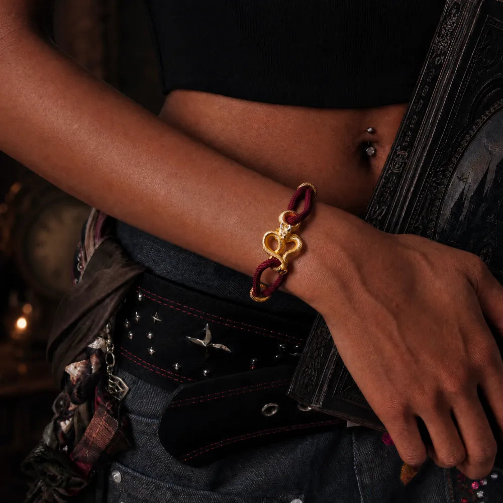 Demon Serpent Rope Bracelet 24K Gold Plated Brass 18K White Gold Plated Silver Womens Wrist Lifestyle