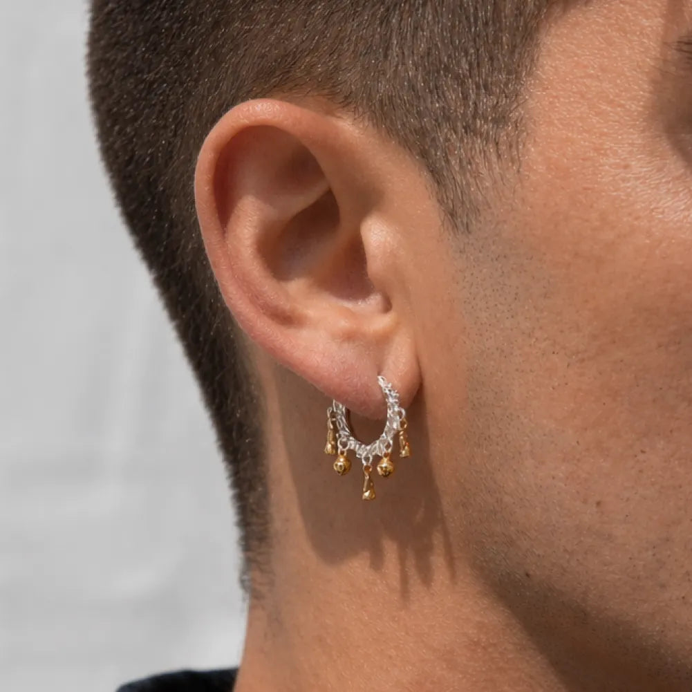 06 Celestial Chime Ear Clips Silver Model Wearing Front View