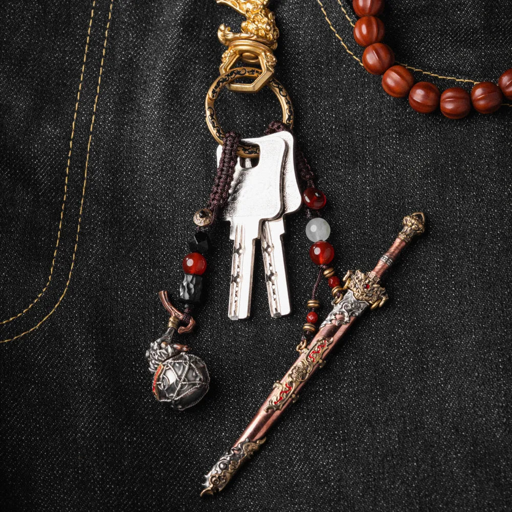Trickster Gourd Pendant With Keys And Sword Accessories