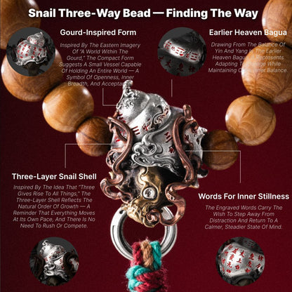 Snail Three-Way Bead - Three-way hole detail for mala cord
