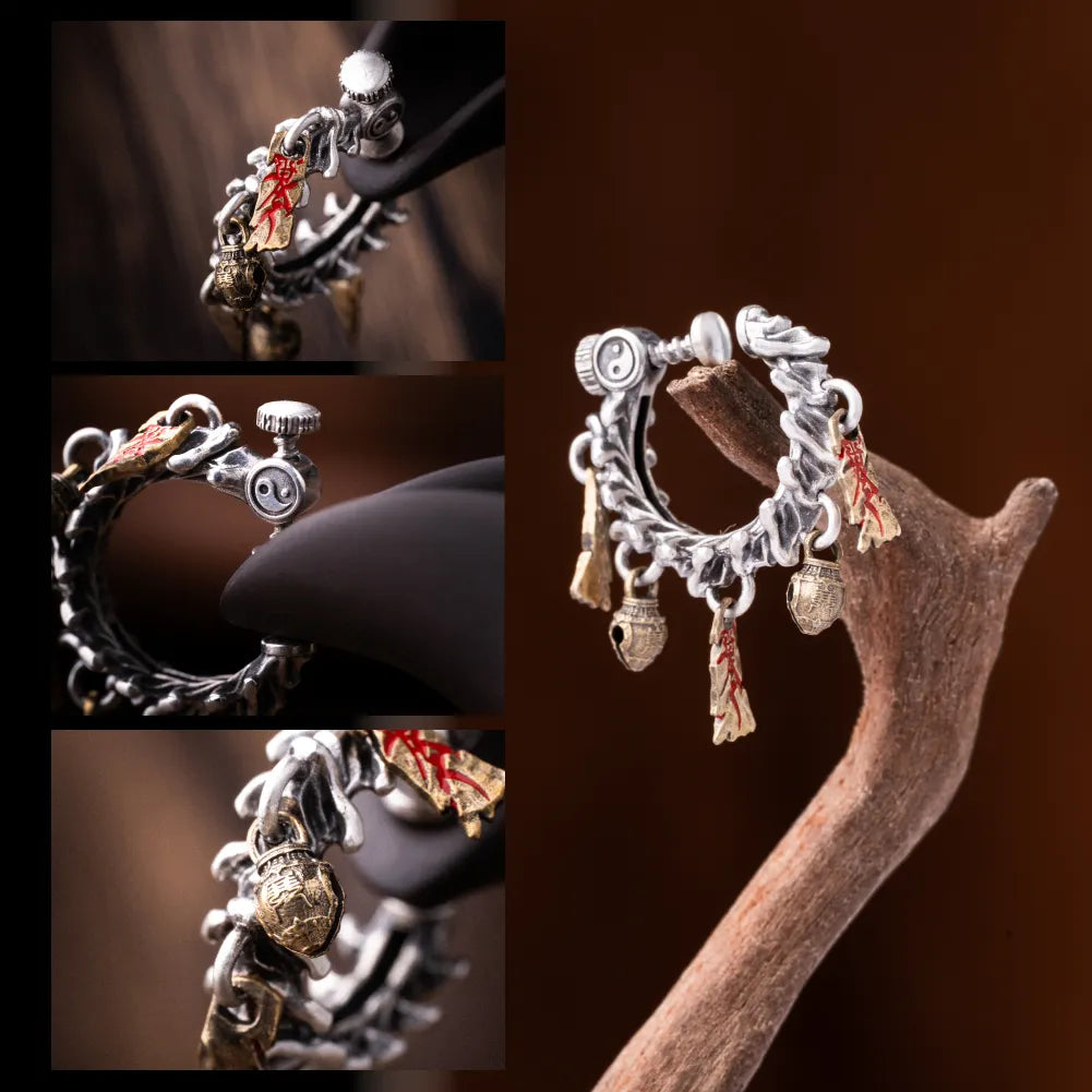 07 Celestial Chime Ear Clips Oxidized Silver Product Detail Collage