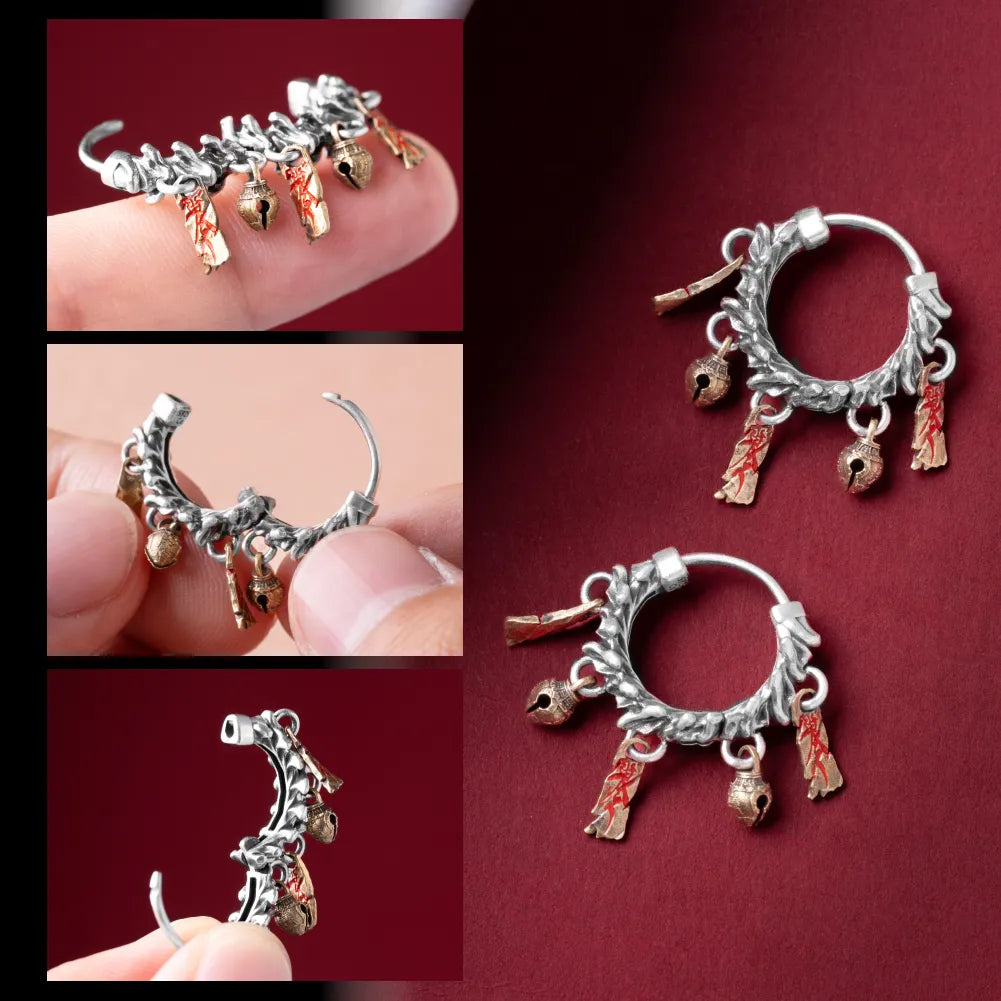 07 Celestial Chime Earrings Oxidized Silver Product Detail Collage