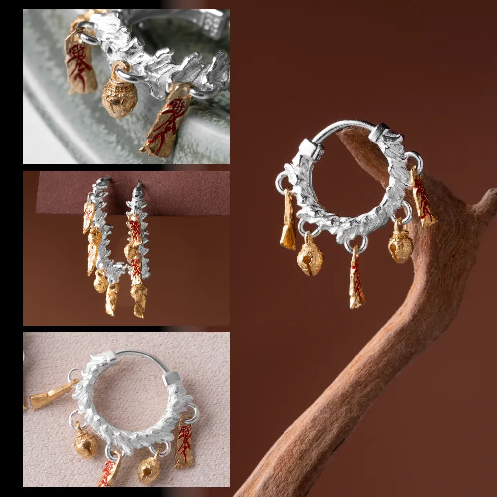 07 Celestial Chime Earrings Silver Product Detail Collage