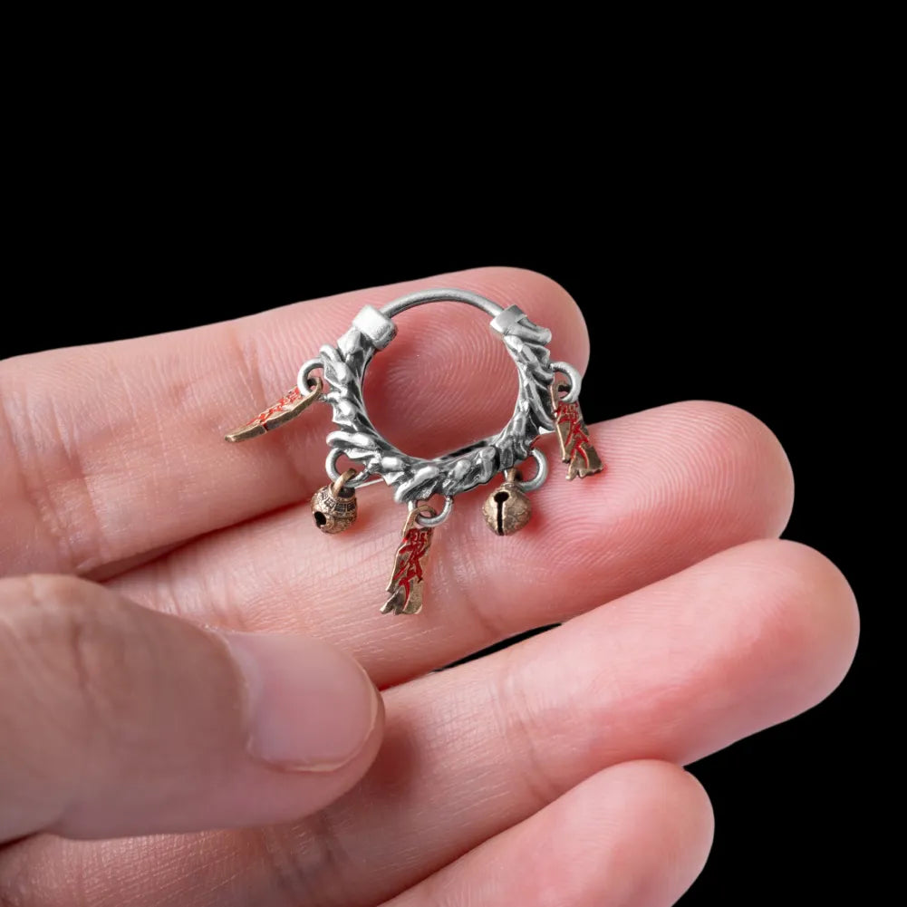08 Celestial Chime Earrings Oxidized Silver Handheld View