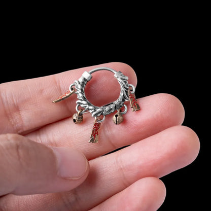 08 Celestial Chime Earrings Oxidized Silver Handheld View
