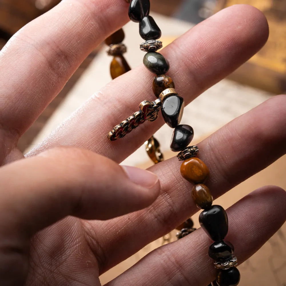 Lightseeker Bracelet Obsidian And Tigers Eye Bead Detail