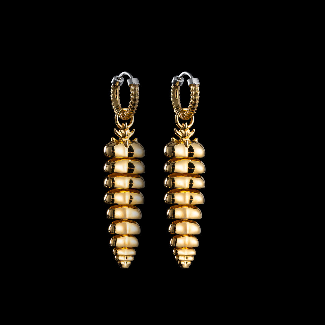 1 pair gold vermeil rattlesnake tail earring