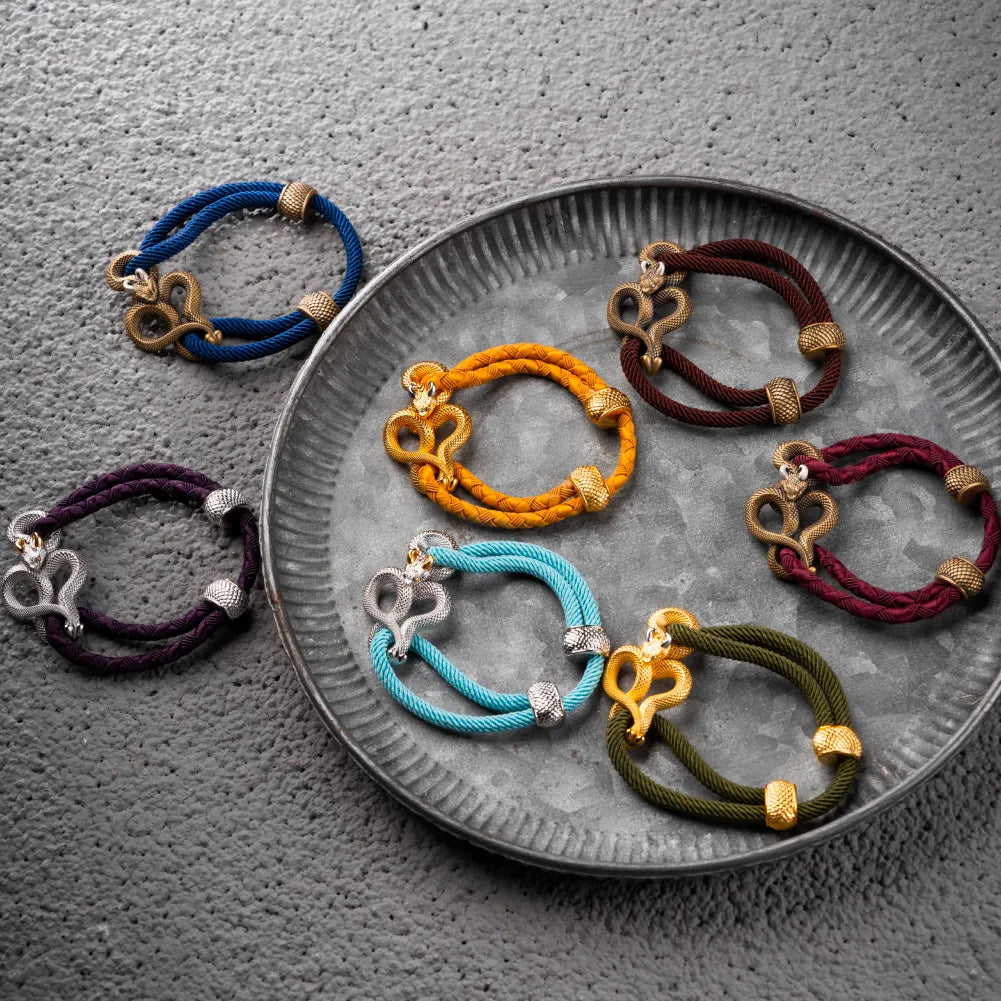 Demon Serpent Rope Bracelet 18K White Gold Plated White Bronze 24K Gold Plated Silver Rope Color And Material Options