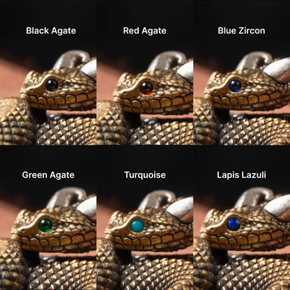 Demon Serpent Rope Bracelet Brass Ox Silver Gemstone Eye Options