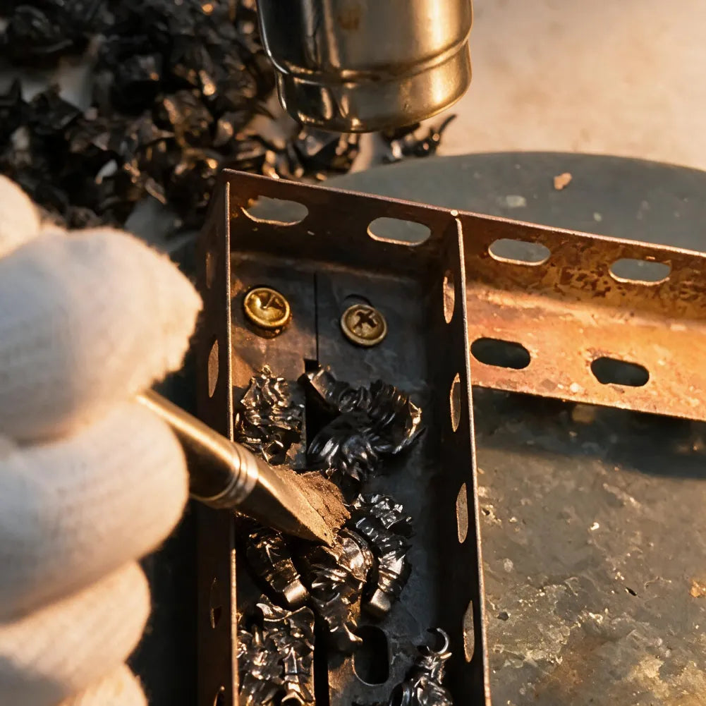 Precision metalworking on a Black Knight magnetic figurine component