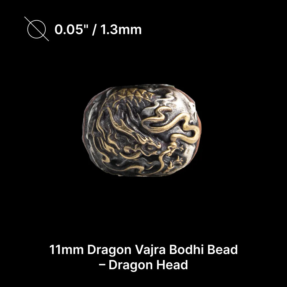 11mm Dragon Vajra Bodhi Bead Pack Option Dragon Head