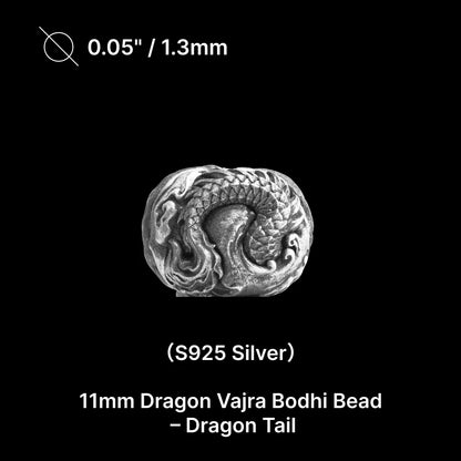 11mm Ox.Silver Dragon Vajra Bodhi Bead Pack Option Dragon Tail