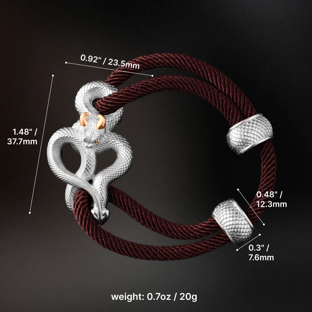 Demon Serpent Rope Bracelet 18K White Gold Plated White Bronze 24K Gold Plated Silver Dimensions And Weight