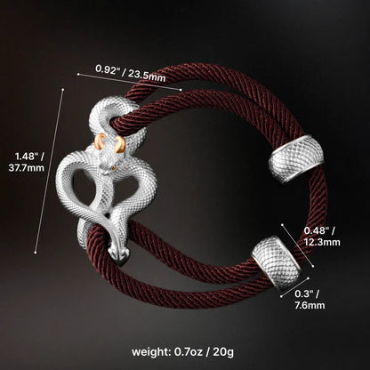 Demon Serpent Rope Bracelet 18K White Gold Plated White Bronze 24K Gold Plated Silver Dimensions And Weight
