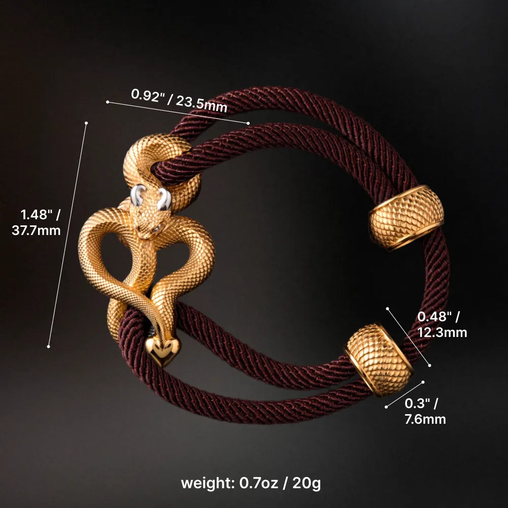 Demon Serpent Rope Bracelet 24K Gold Plated Brass 18K White Gold Plated Silver Dimensions And Weight