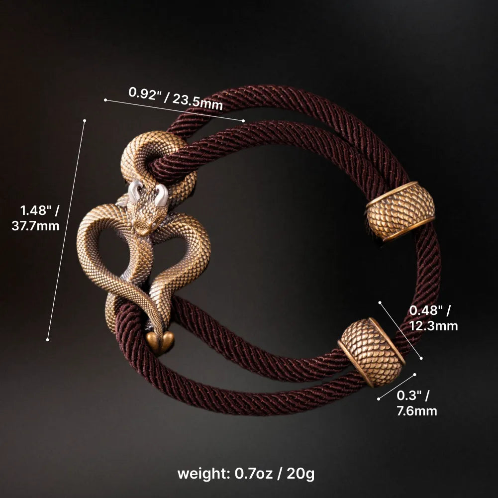 Demon Serpent Rope Bracelet Brass Ox Silver Dimensions And Weight