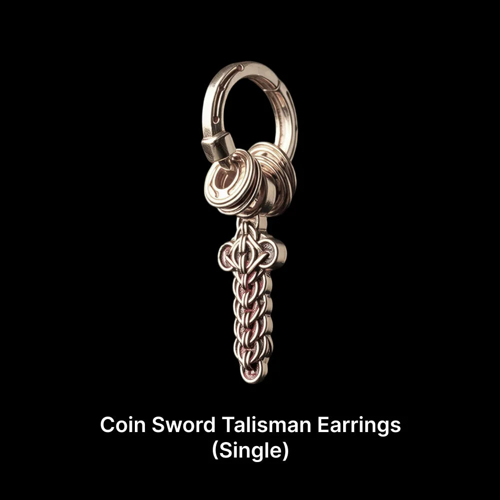 Coin Sword Talisman Earrings