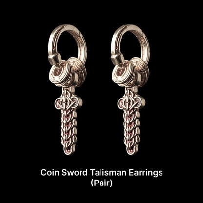 Coin Sword Talisman Earrings