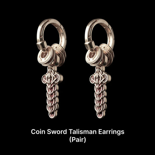 Coin Sword Talisman Earrings