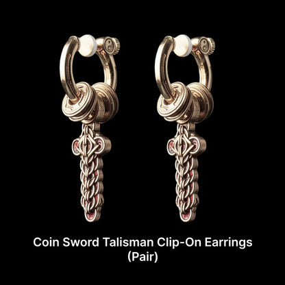 Coin Sword Talisman Earrings