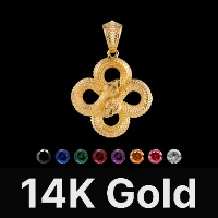 Double Snake Pendant 14K Gold & Gemstone