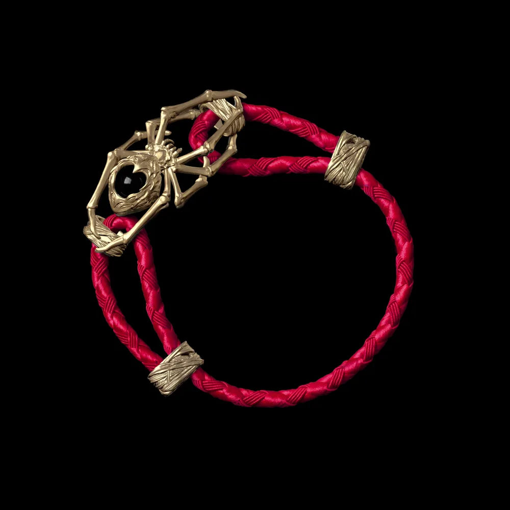 14K Gold Spider Rope Bracelet Braided Rope Jujube Red