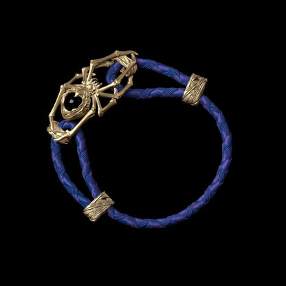 14K Gold Spider Rope Bracelet Braided Rope Vivid Blue