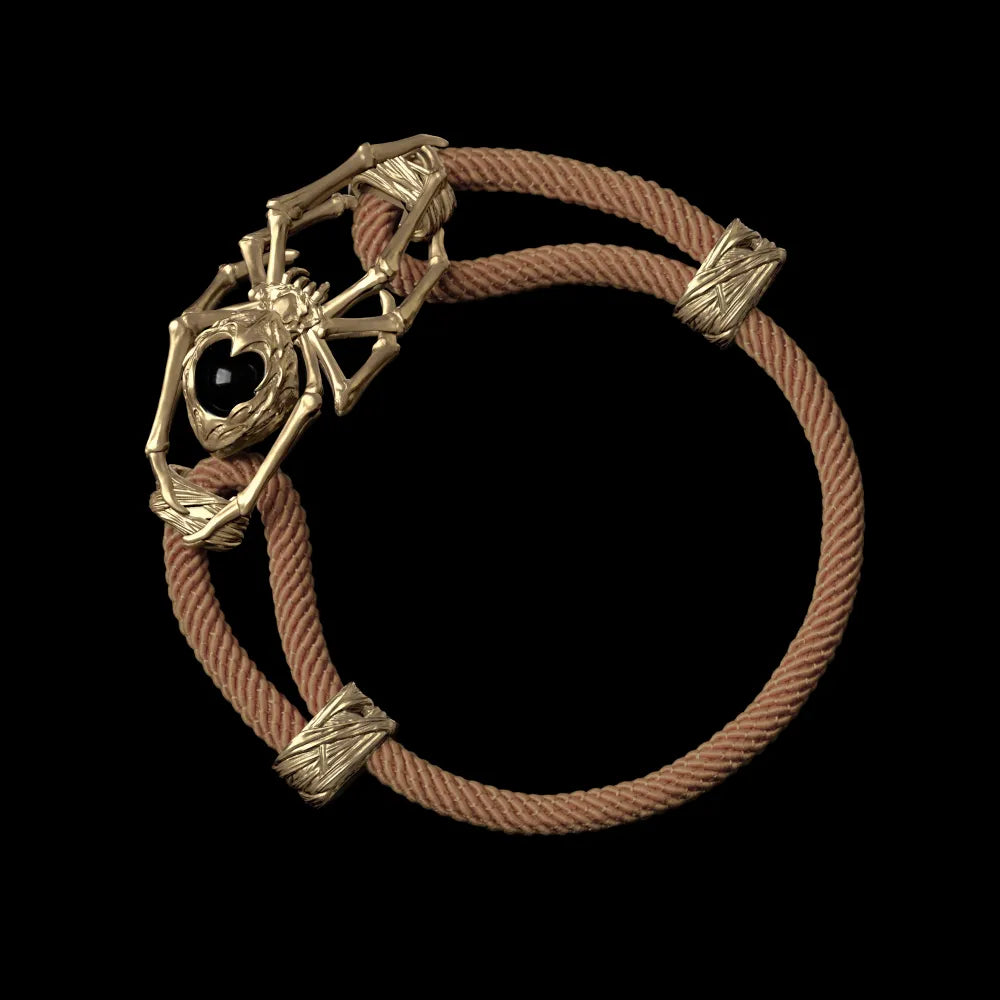 14K Gold Spider Rope Bracelet Milan Rope Camel