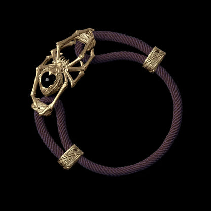 14K Gold Spider Rope Bracelet Milan Rope Dark Purple