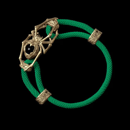 14K Gold Spider Rope Bracelet Milan Rope Green