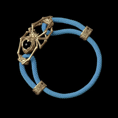 14K Gold Spider Rope Bracelet Milan Rope Light Blue