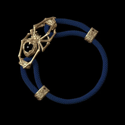 14K Gold Spider Rope Bracelet Milan Rope Navy Blue
